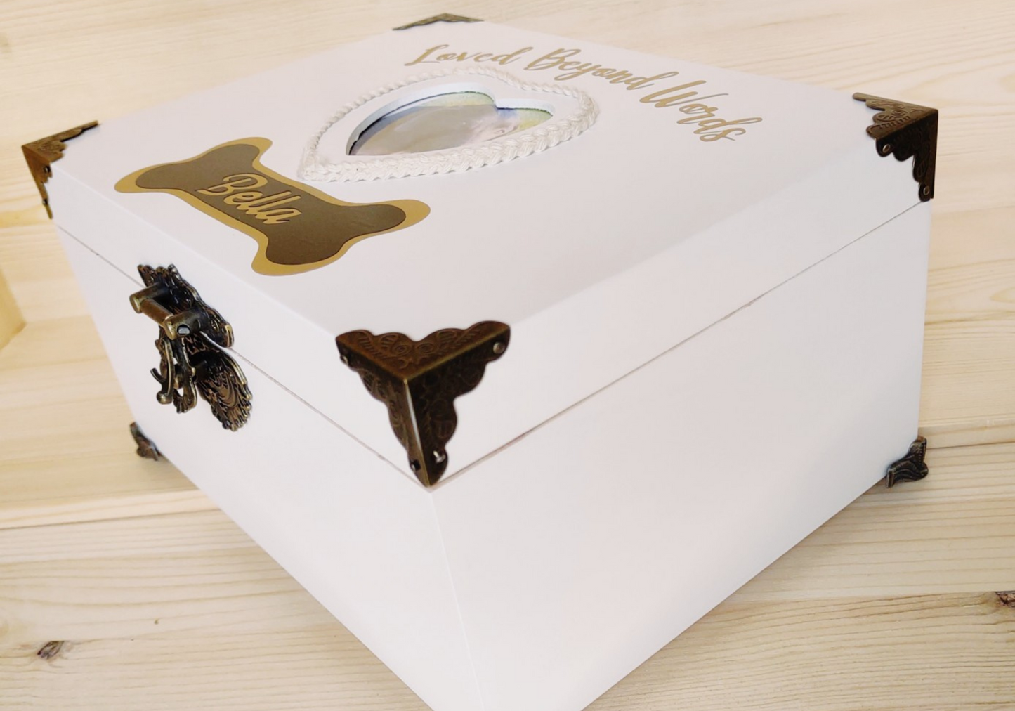 Personalized Wooden Pets Memory box with picture, Memorial keepsake box, Pet Urns for dogs, Dog memorial