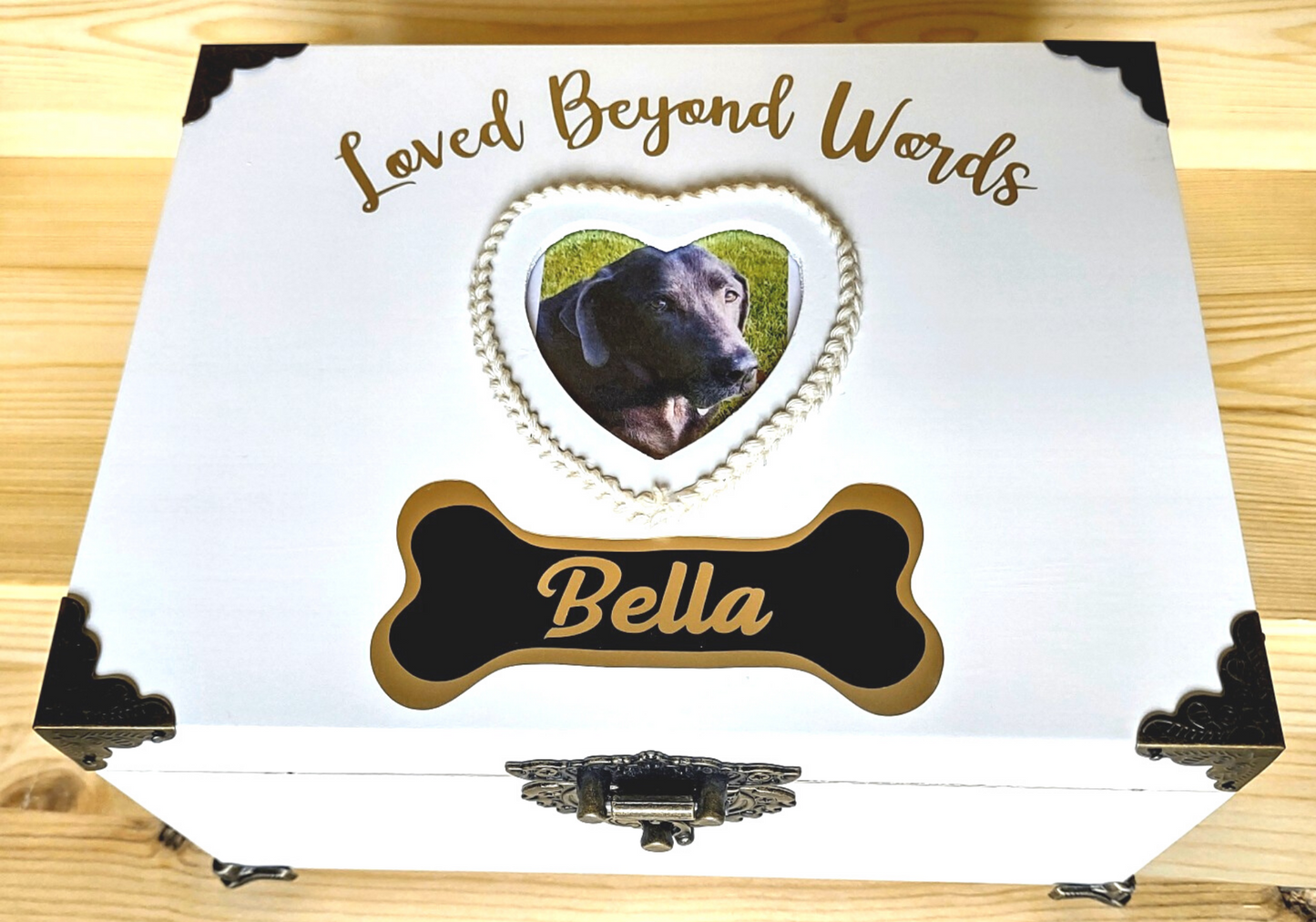 Personalized Wooden Pets Memory box with picture, Memorial keepsake box, Pet Urns for dogs, Dog memorial