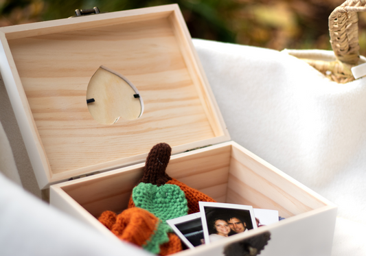 Naked Wooden Box with Photo frame on Top for DIY projects, Keepsake Box