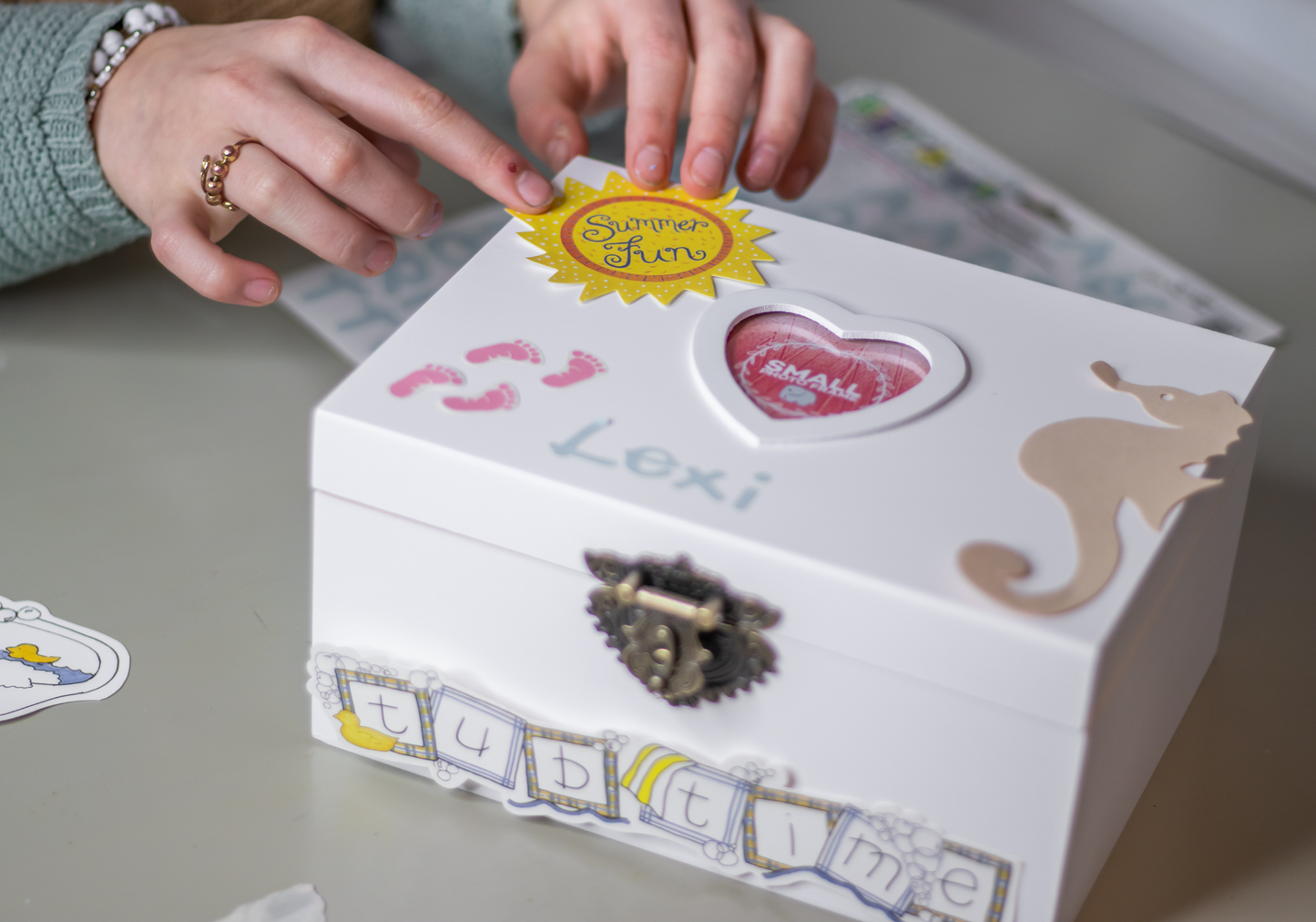 Naked Wooden Box with Photo frame on Top for DIY projects, Keepsake Box