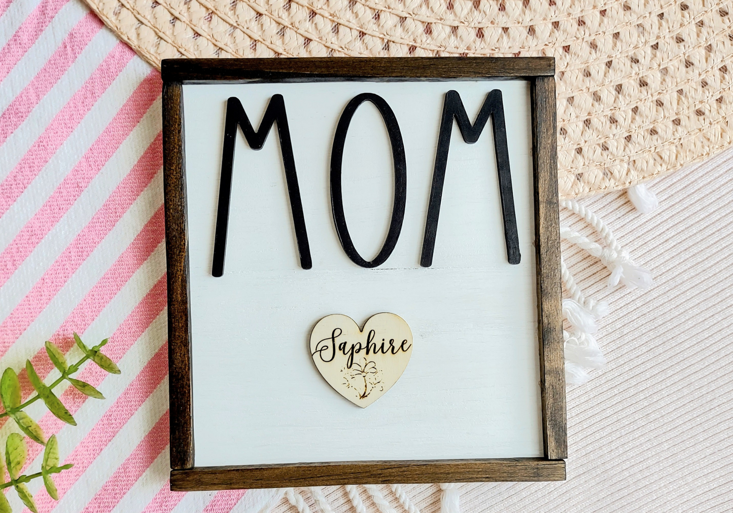 Mom's Personalized Farmhouse Minimalistic design Wooden Sign
