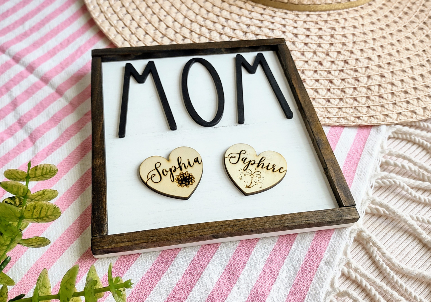 Mom's Personalized Farmhouse Minimalistic design Wooden Sign