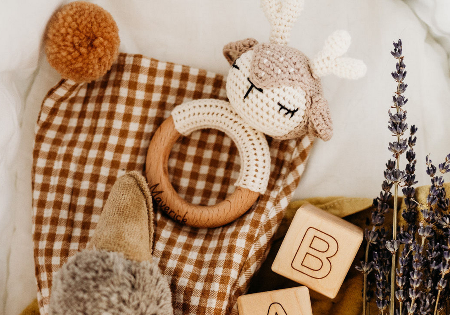 Handmade Crochet Deer Teether Baby Rattle