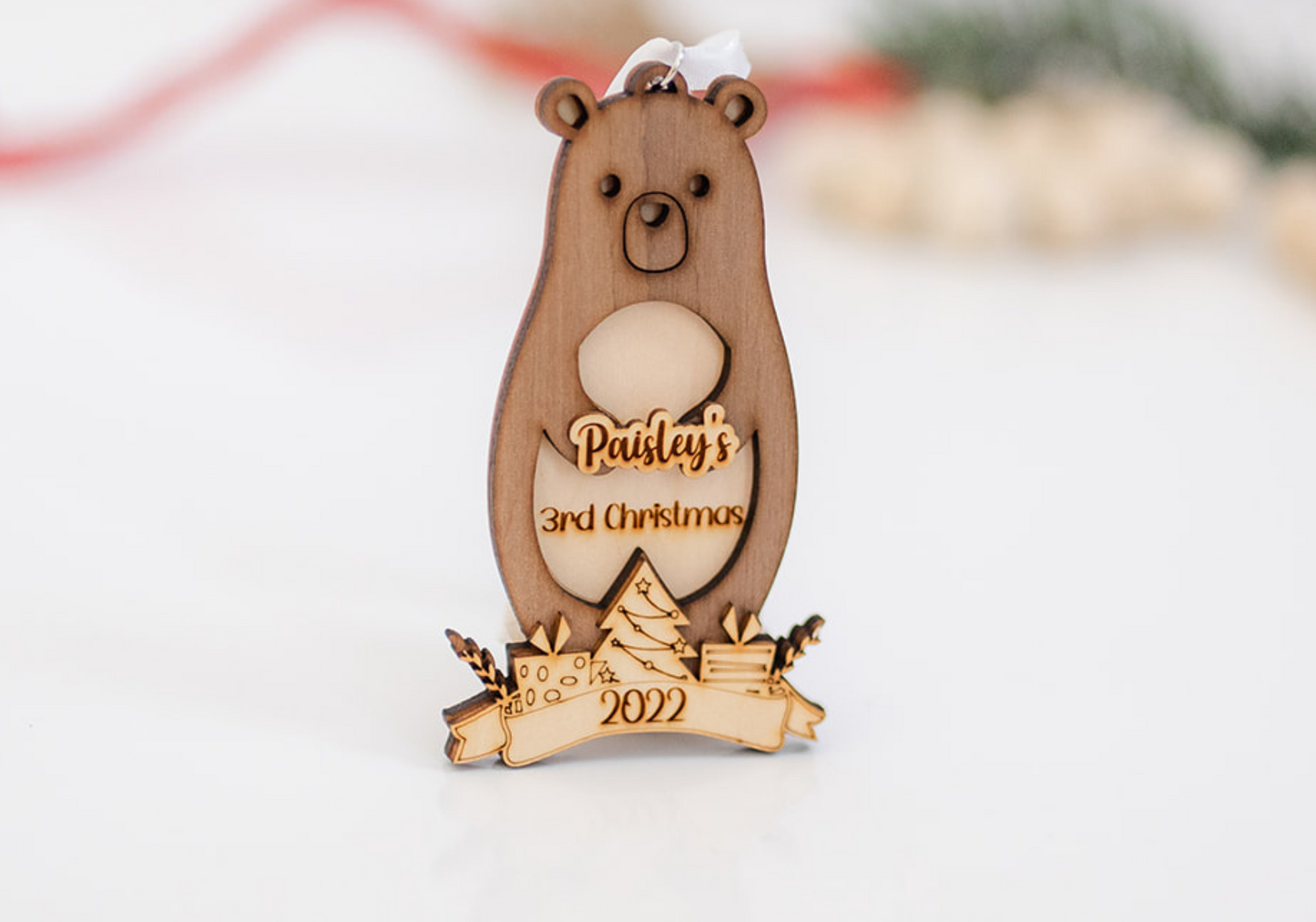 Kid's Christmas Milestone Ornament | Bear