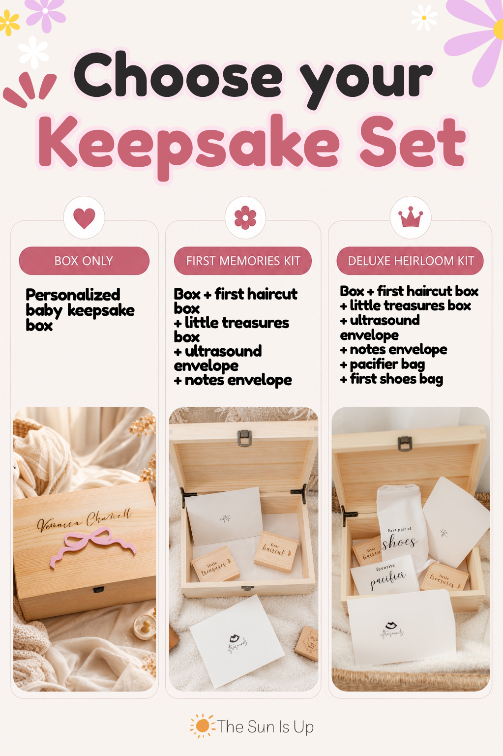 Personalized Baby Keepsake Box with Bow | Wooden Memory Box