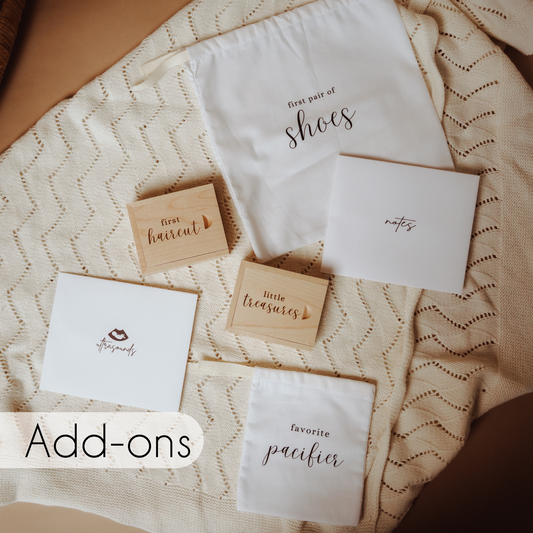 Baby keepsake box add-ons for first memories and milestones