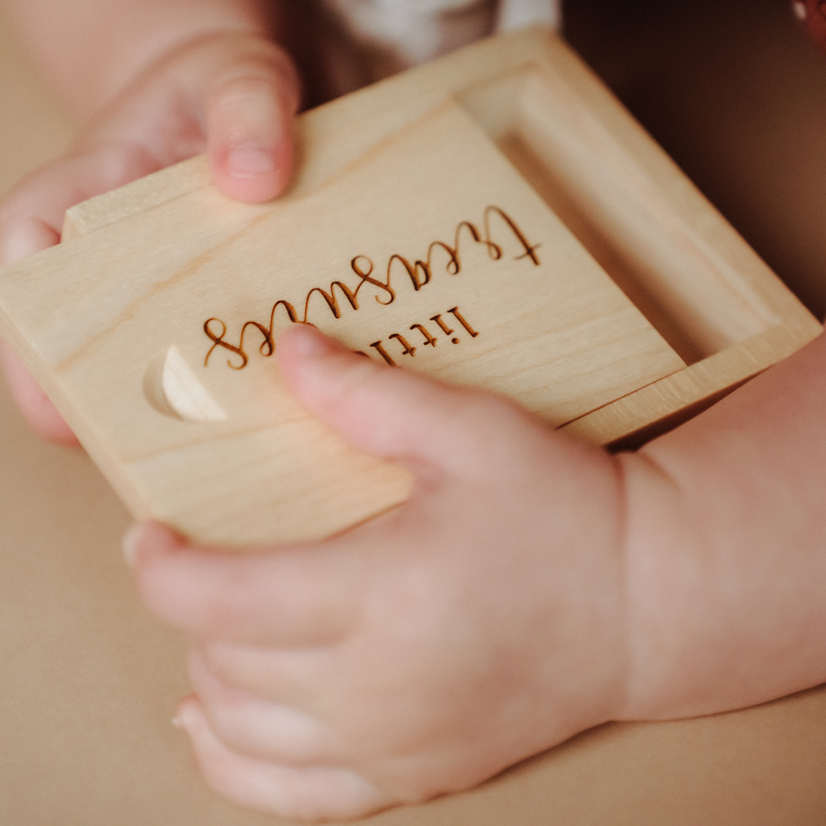 First haircut wooden box for baby keepsake collection