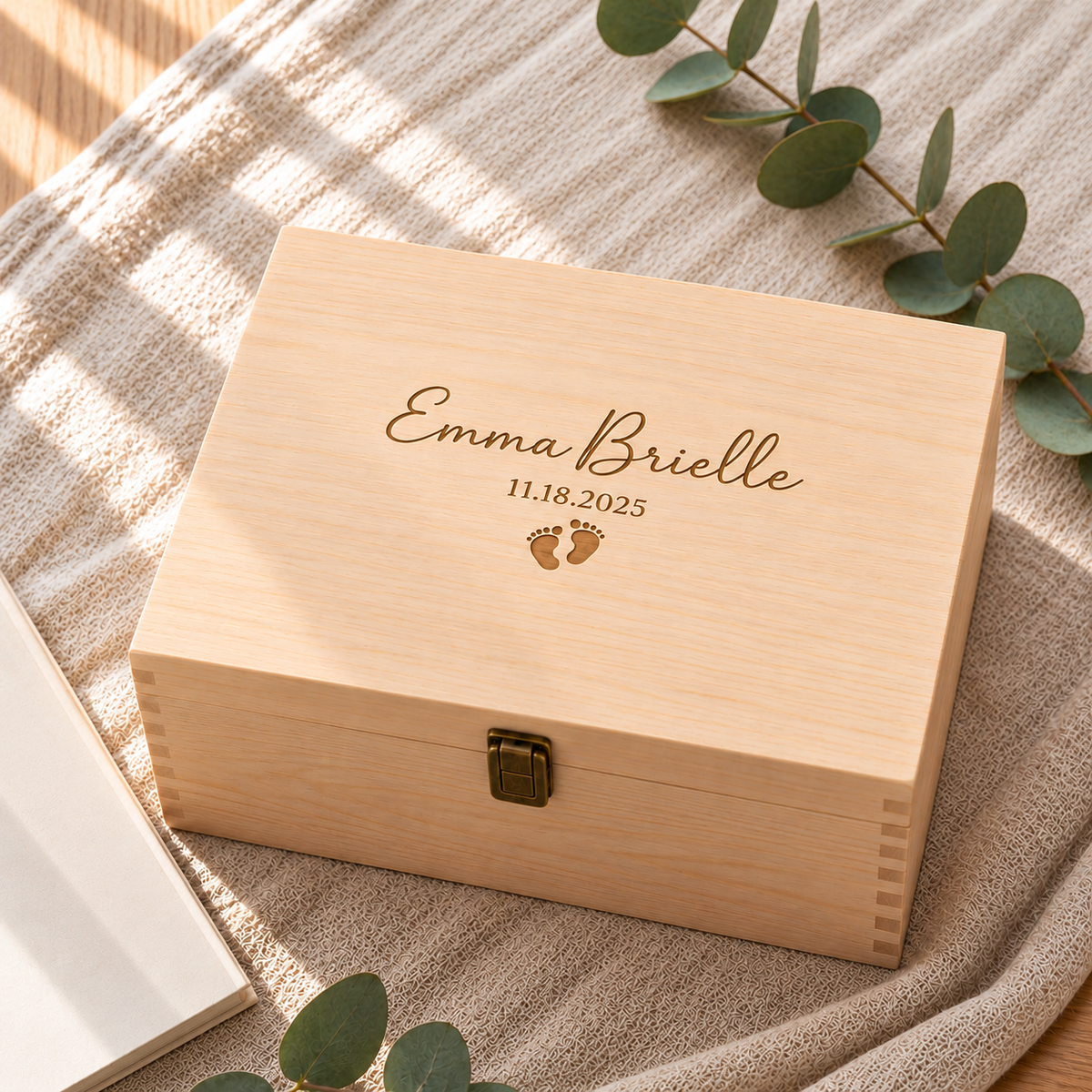 Handmade Engraved Discounted Memory Box – Personalized Baby Keepsake Trunk – DISCOUNTED “Not Perfect” Box