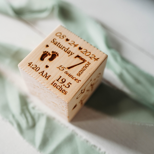 Personalized baby birth keepsake block with birth stats