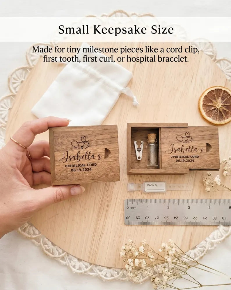 Small baby keepsake box with optional satin keepsake bag