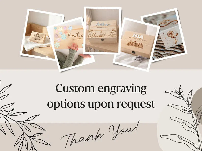 Small wooden baby memory boxes for cord, hair, tooth and newborn keepsakes