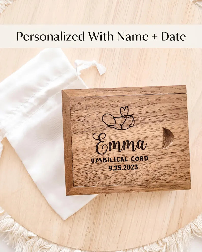 Small wooden keepsake box sized for tiny baby milestone memories