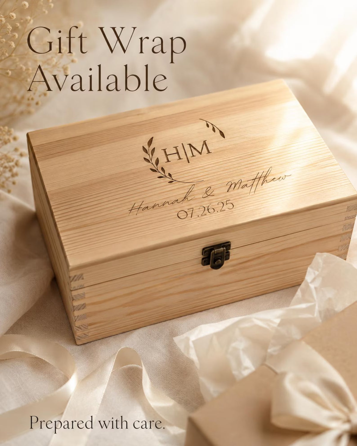 Medium and extra-large solid wood pet keepsake boxes in two available sizes