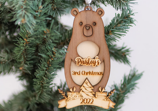 Kid's Christmas Milestone Ornament | Bear