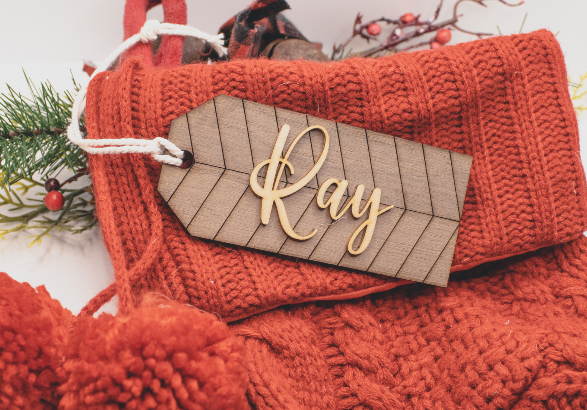 Personalized Christmas Stocking Tags - Leather Name Tag
