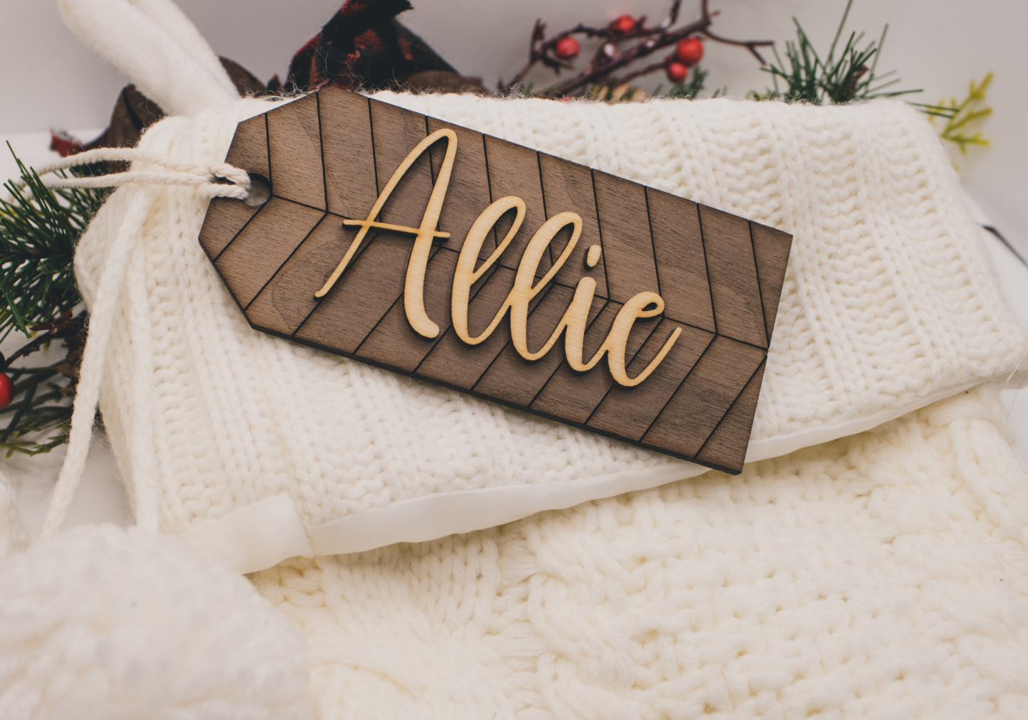 Personalized Stocking Tag, Wood Gift Tags, Christmas Stocking Name Tags