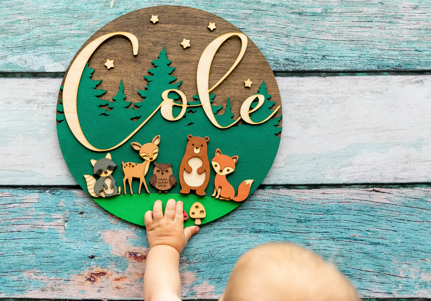 Woodland Personalized Baby Name Wooden Sign